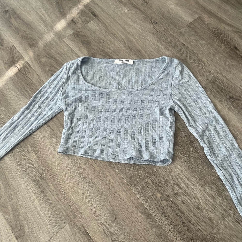 Double Zero Light Gray Ribbed Blouse